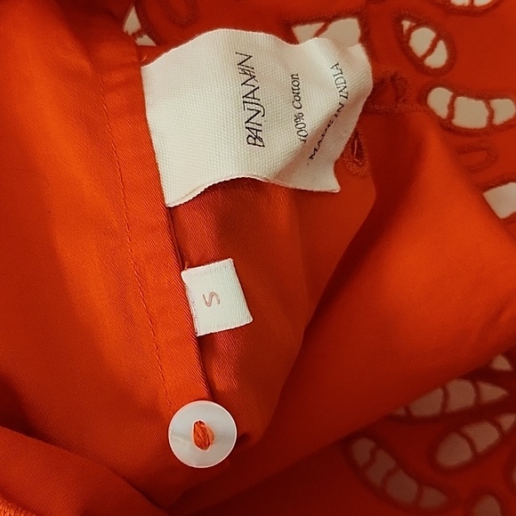 Banjanan Women's Rada Sunset Orange Eyelet Blouse Size Small - Picture 16 of 16